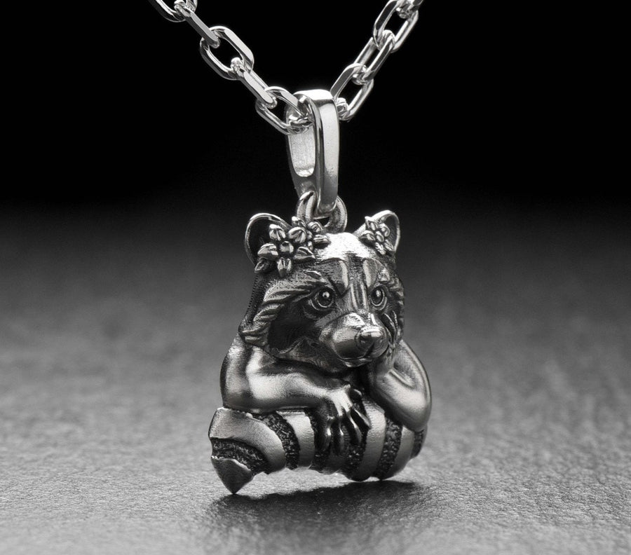 coon pendant	raccoon lover gift	raccoon necklace	cute gift	Procyon	silver pendant	raccoon	bff gifts	animal jewelry	family jewelry	gift for her	raccoon jewelry	raccoon charm (etsy image id: 4534779856)