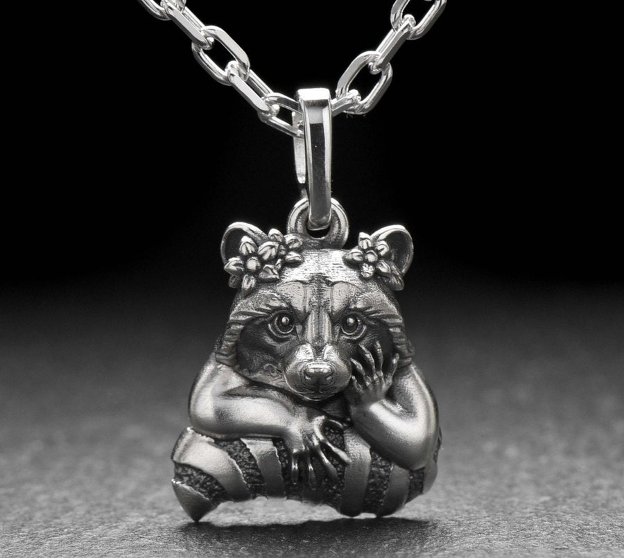 coon pendant	raccoon lover gift	raccoon necklace	cute gift	Procyon	silver pendant	raccoon	bff gifts	animal jewelry	family jewelry	gift for her	raccoon jewelry	raccoon charm (etsy image id: 4534779856)