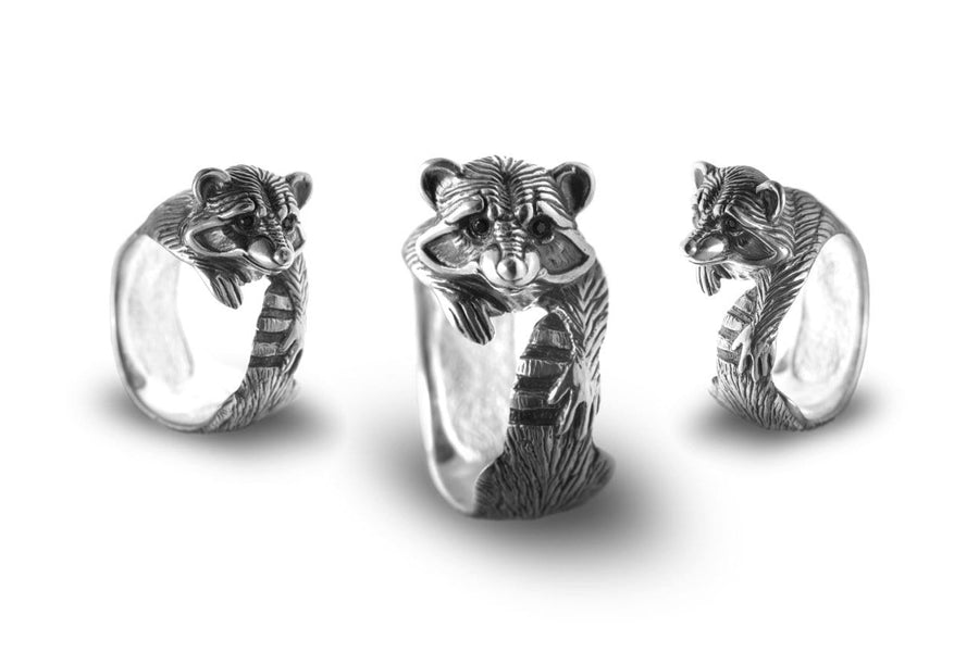 birthday gift	coon ring	raccoon lover gift	raccoon ring	gift for her	animal ring	raccoon charm	coon memorable jewel	coon silver ring	Coon Jewelry	Animal lover gift	rocket raccoon	Pet Coon __etsy:6100290345