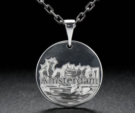Sterling Silver Amsterdam Cityscape Pendant: Holland Travel Gift (etsy image id: 6047671800)