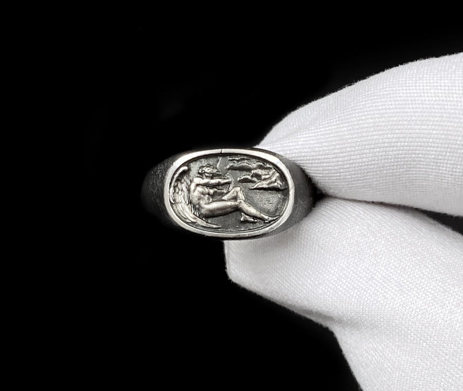 Oxidized Sterling Silver Fallen Angel Ring: Gothic Wearable Art (etsy image id: 7257542070)