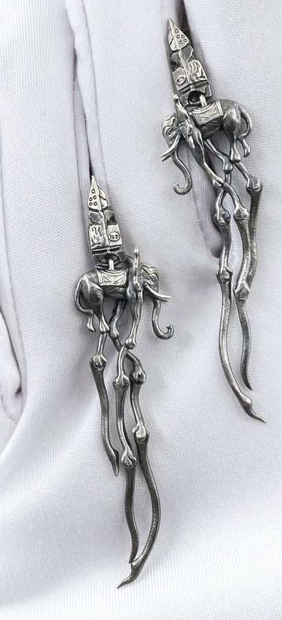 Sterling Silver Dali's Elephants Earrings: Gothic Art Jewelry (etsy image id: 5858902389)