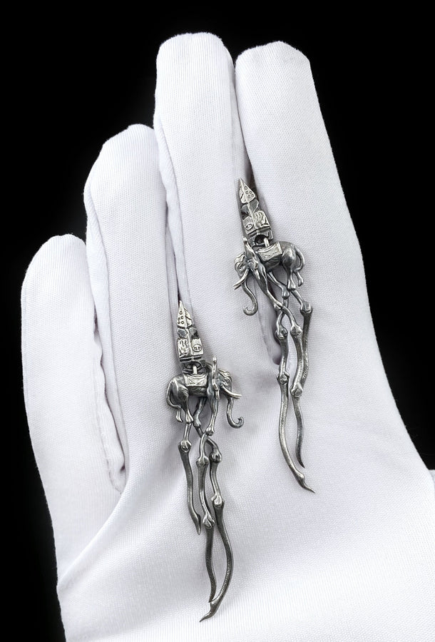 Sterling Silver Dali's Elephants Earrings: Gothic Art Jewelry (etsy image id: 5858902389)