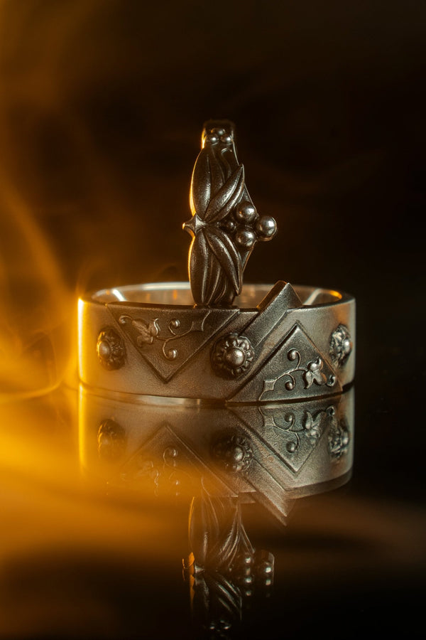 Handmade Oxidized Sterling Silver Gothic Ring: Medieval Jewelry
