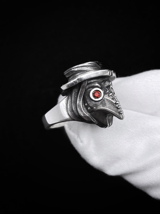 Sterling silver	silver ring	Halloween	Halloween ring	gift for her	gift for him	Plague Doctor