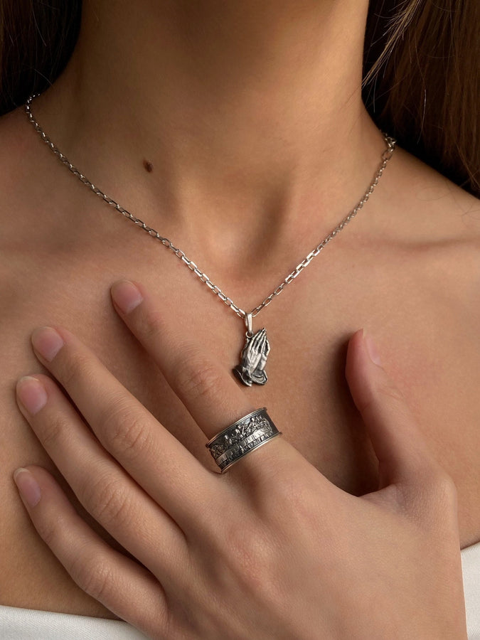 Sterling Silver Praying Hands Pendant: Gothic Religious Necklace (etsy image id: 5961976429)