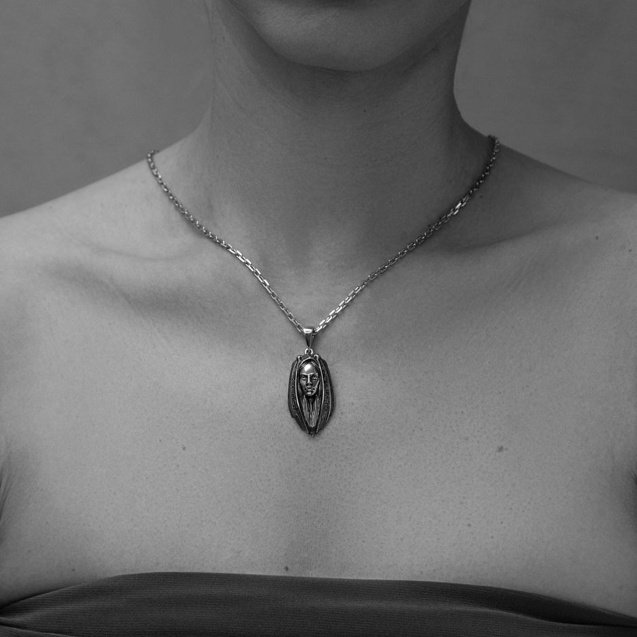 Sterling Silver Lady Vampire Pendant: Handmade Gothic Bat Necklace (etsy image id: 6087259465)
