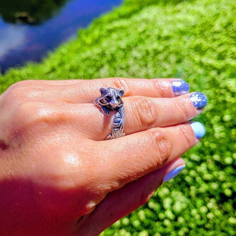 birthday gift	coon ring	raccoon lover gift	raccoon ring	gift for her	animal ring	raccoon charm	coon memorable jewel	coon silver ring	Coon Jewelry	Animal lover gift	rocket raccoon	Pet Coon __etsy:6100290345