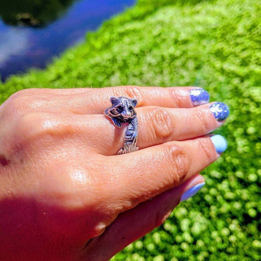 birthday gift	coon ring	raccoon lover gift	raccoon ring	gift for her	animal ring	raccoon charm	coon memorable jewel	coon silver ring	Coon Jewelry	Animal lover gift	rocket raccoon	Pet Coon __etsy:6100290345