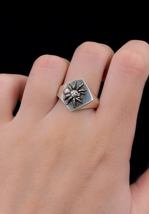 Sterling Silver Tarantula Signet Ring: Handmade Spider Jewelry (etsy image id: 7346762206)