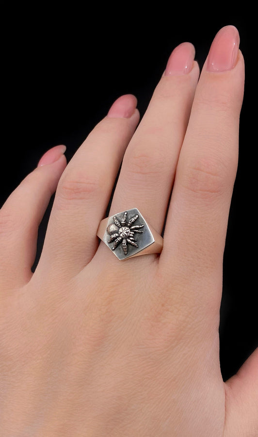 Sterling Silver Tarantula Signet Ring: Handmade Spider Jewelry (etsy image id: 7346762206)