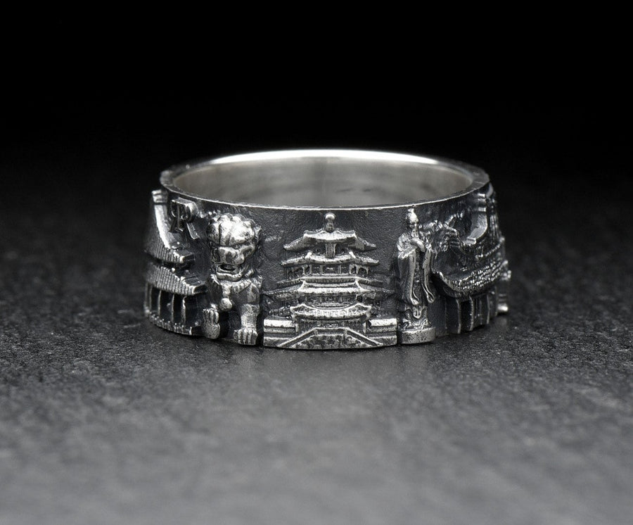 Asia ring	Chinese Jewelry	Asian Cityscape	beijing cityscape	China ring	city ring	Beijing skyline	arteryjewelry	cityscape ring	asian architecture	asian souvenir ring	traveler gift	Anime ring (etsy image id: 7384227939)