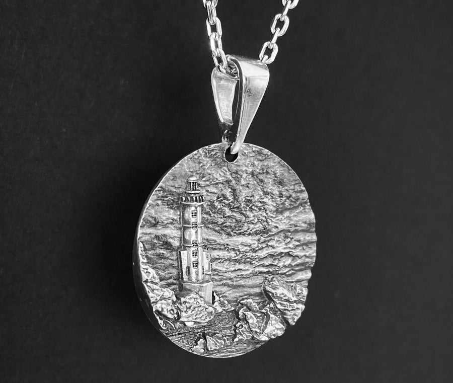 Sterling Silver Lighthouse Pendant: Sea Lover's Necklace (etsy image id: 7384533291)