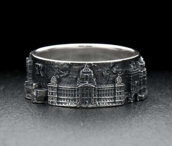 Prague is a city of beautiful landmarks. This ring features the iconic Prague castle, which is the centerpiece of the city and an important symbol. (etsy image id: 7336739032)