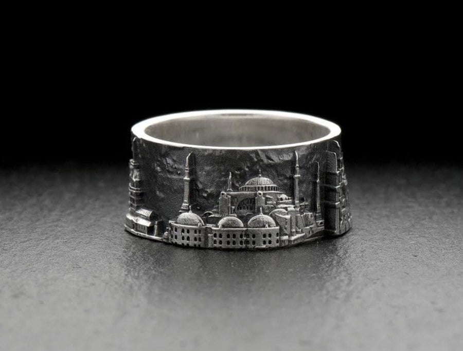Show your love for the historic city of Istanbul with this stunning cityscape ring! Crafted with sterling silver and featuring a detailed depiction of the Bosfor Bridge, this Istanbul ring is both beautiful and meaningful. (etsy image id: 7261950068)