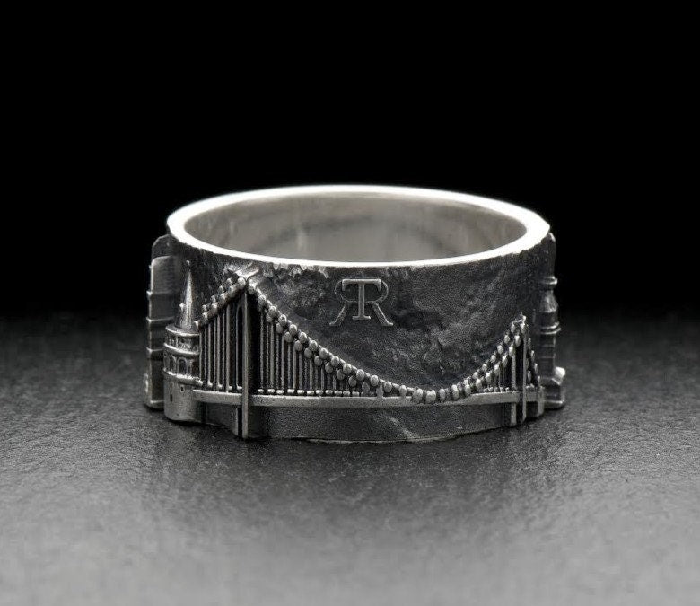 Show your love for the historic city of Istanbul with this stunning cityscape ring! Crafted with sterling silver and featuring a detailed depiction of the Bosfor Bridge, this Istanbul ring is both beautiful and meaningful. (etsy image id: 7261950068)