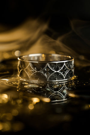 Gothic Wedding Ring Silver – Sterling Silver Band with Cathedral Design | Medieval Style Engagement Ring for Couples (etsy image id: 6107010623)