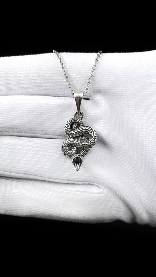 Oxidized Sterling Silver Snake Pendant: Gothic Serpent Jewelry (etsy image id: 6142031138)