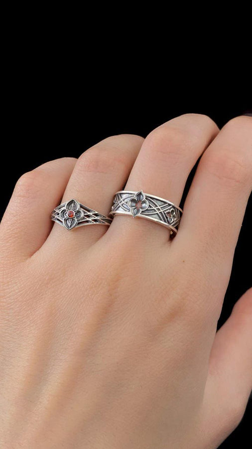 Gothic Quatrefoil Silver Ring – Sterling Silver Medieval Band with Architectural Cross Detail | Unique Gothic Wedding or Statement Ring (etsy image id: 7423618581)