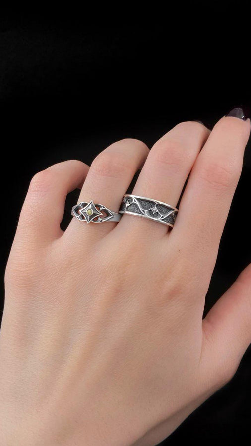 Crafted with precision, this gothic silver ring showcases a bold gemstone and intricate detailing. Perfect for adding a touch of vintage allure to your look. (etsy image id: 7026444785)