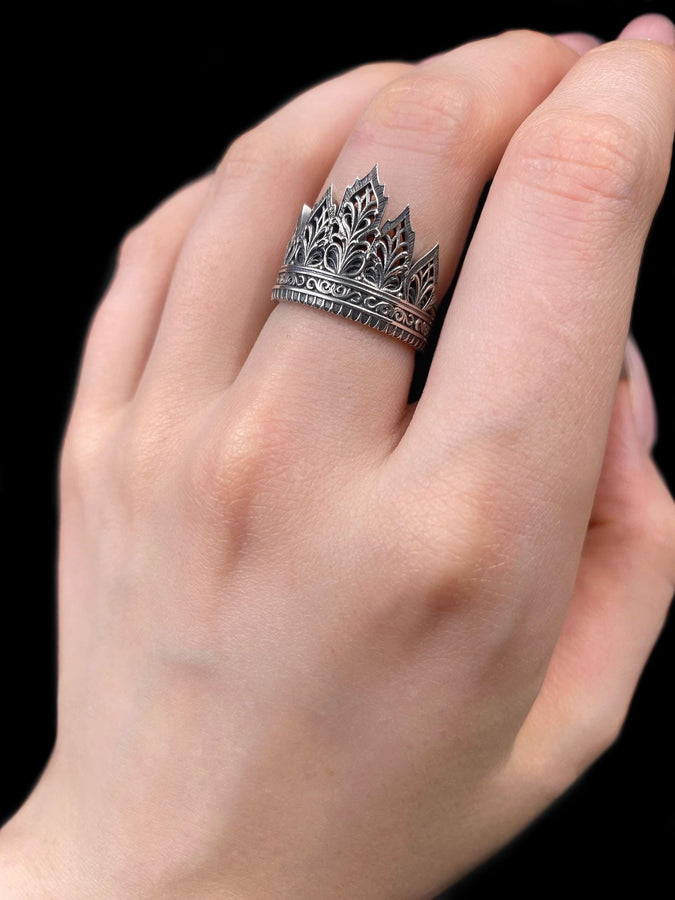 Sterling Silver Crown Ring: Gothic Medieval Jewelry (etsy image id: 6408081285)