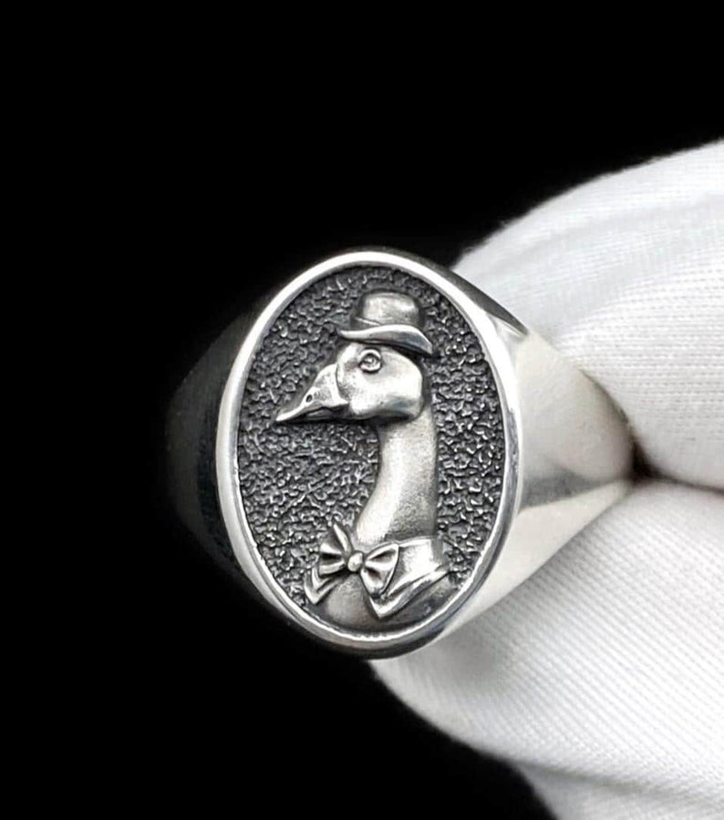 Sterling Silver Ring Goose Groom, Fun Jewelry, Interesting Gift, Handmade Signet  Ring, Bird Ring, Goose Lovers Gift, Bird Jewelry (etsy image id: 6555887831)