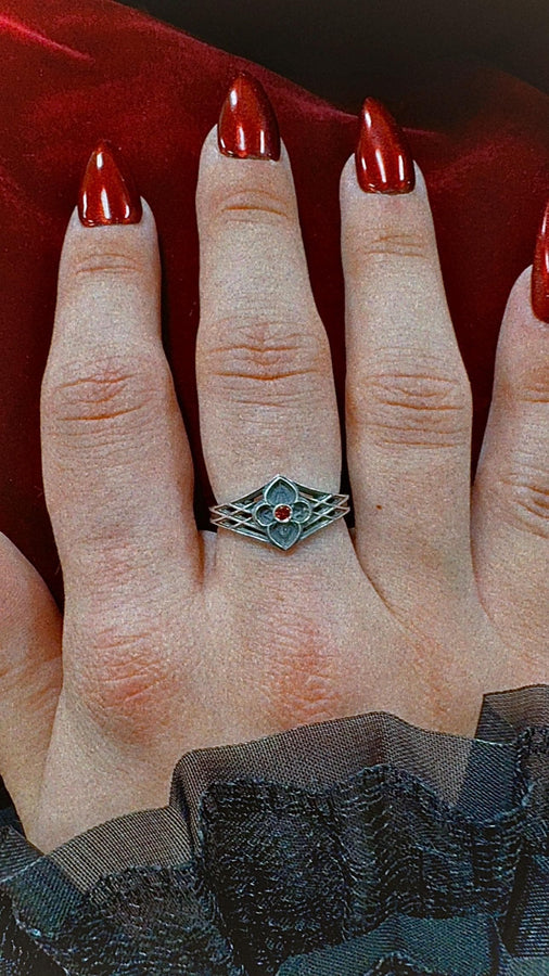 Sterling Silver Gothic Ring, Gemstone Ring, Handmade Goth Ring, Medieval Jewelry, Unique Wedding Ring, Holiday Gift, Vintage Ring, Gift Idea (etsy image id: 6997248198)