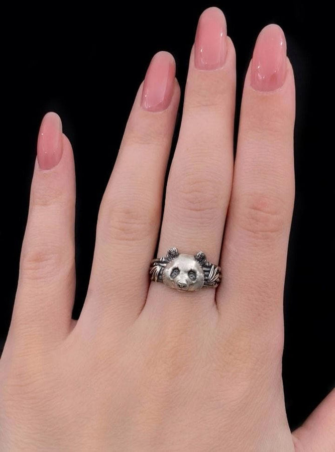 Signet ring	silver signet ring	signet silver ring	men jewelry	jewelry for men	panda ring	calm panda (etsy image id: 4320947446)
