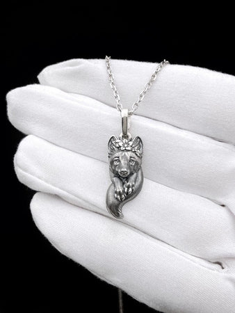 This charming sterling silver pendant features an adorable fox adorned with a delicate flower crown, adding a whimsical touch to your jewelry collection. (etsy image id: 6482942584)