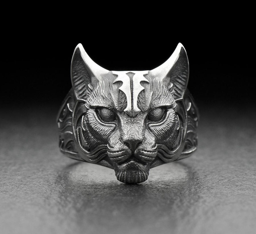Gothic Lynx Silver Ring – Sterling Spirit Animal Jewelry | Intuition, Mystery, and Wild Elegance (etsy image id: 7400850703)