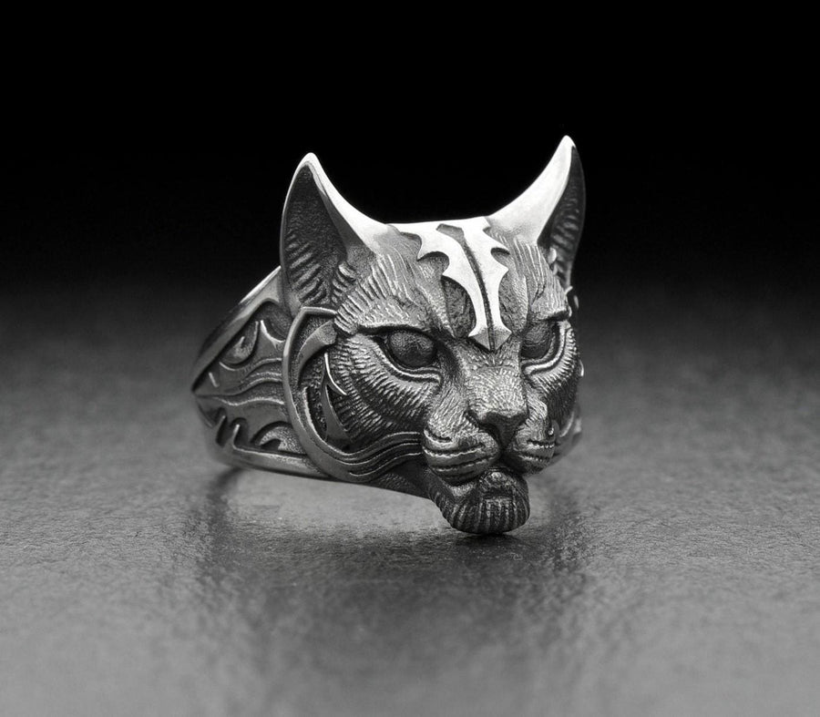 Gothic Lynx Silver Ring – Sterling Spirit Animal Jewelry | Intuition, Mystery, and Wild Elegance (etsy image id: 7400850703)