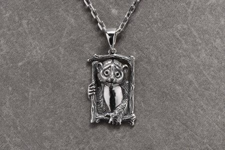 Sterling Silver Lemur Pendant: Handmade Animal Jewelry (etsy image id: 6872230418)