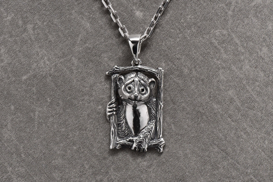 Sterling Silver Lemur Pendant: Handmade Animal Jewelry (etsy image id: 6872230418)
