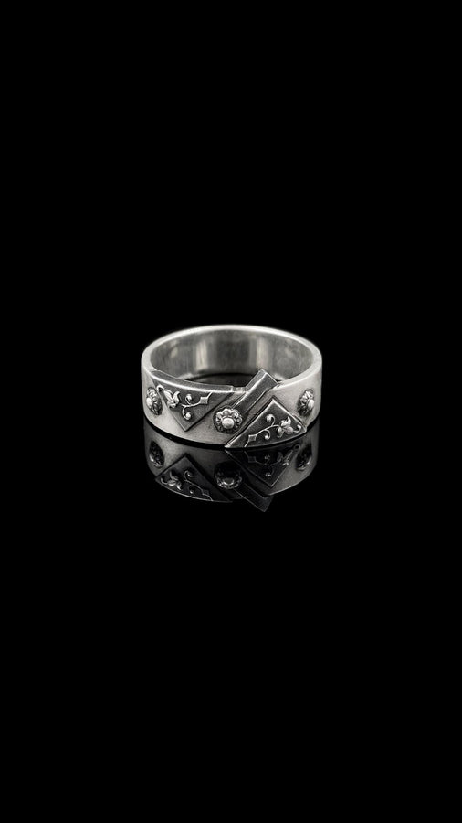Handmade Oxidized Sterling Silver Gothic Ring: Medieval Jewelry