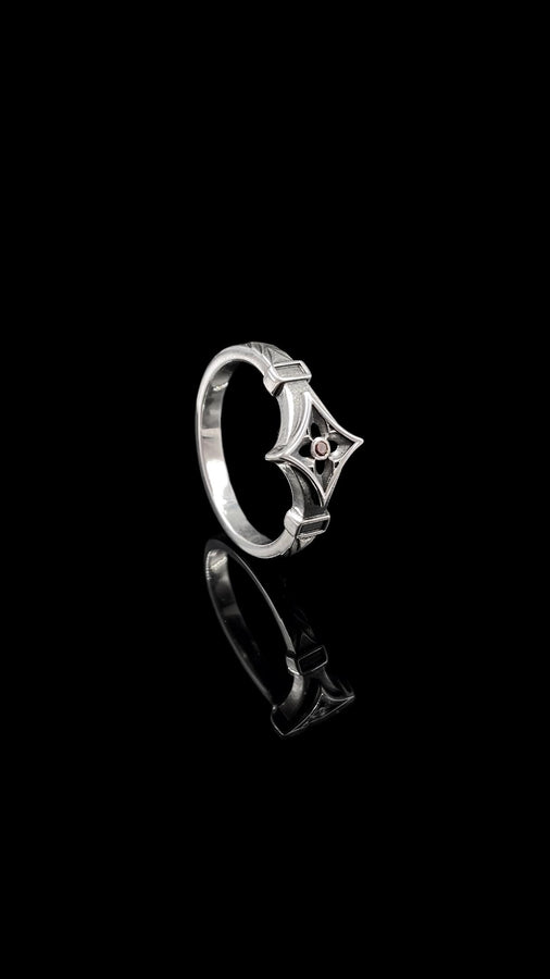 Gothic Sterling Silver Wedding Ring Set: Medieval Cathedral Jewelry