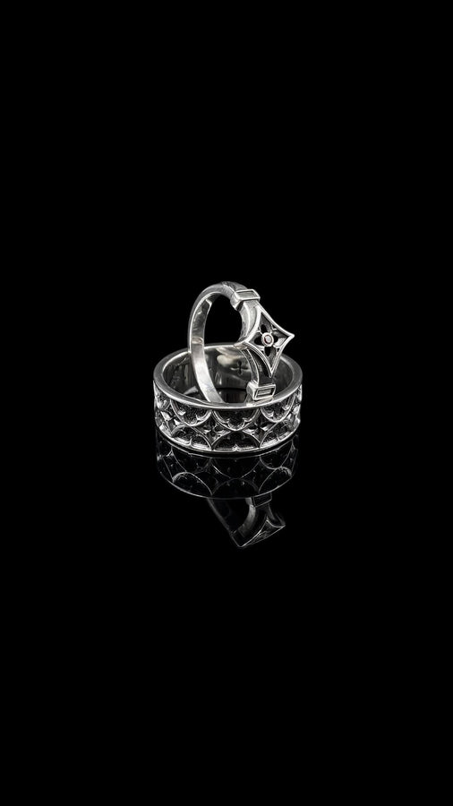 Sterling Silver Gothic Ring, Gemstone Ring, Handmade Goth Ring, Medieval Jewelry, Unique Wedding Ring, Holiday Gift, Vintage Ring, Gift Idea