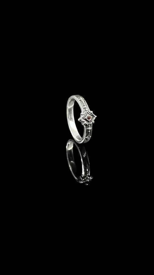 Gothic Sterling Silver Wedding Ring Set: Black Texture, Gemstone Accent __etsy:7424901857