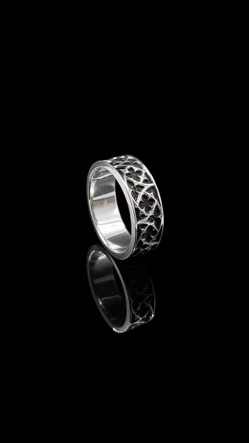 Gothic Sterling Silver Wedding Ring Set: Black Texture, Gemstone Accent __etsy:7424901857