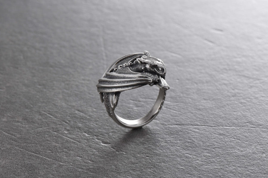 Sterling Silver Baby Dragon Ring: Gothic Fantasy Jewelry (etsy image id: 7147435065)