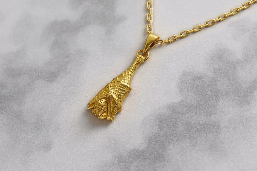 Sterling Silver Bat Pendant, Gothic Sleeping Bat Necklace, Handmade Animal Jewelry for Bat Lovers, Vampire Gift, Dark Fantasy Jewelry (etsy image id: 4122476032)