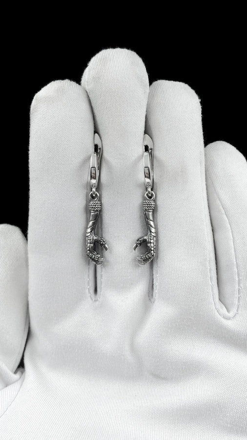 Sterling Silver Bird Claw Earrings, Gothic Earrings, Raven Talon Jewelry, Unique Silver Dangle Earrings, Animal Totem Gift, 925 Silver (etsy image id: 6941813984)