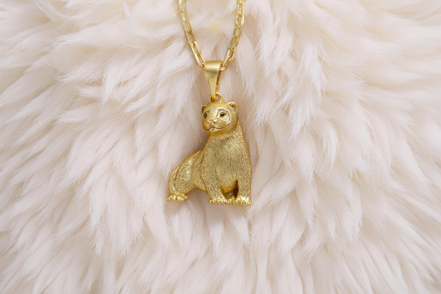 Sterling Silver Ferret Pendant, Handmade Animal Necklace, Realistic Ferret Jewelry for Pet Lovers, Unique Wildlife Gift (etsy image id: 7024599893)