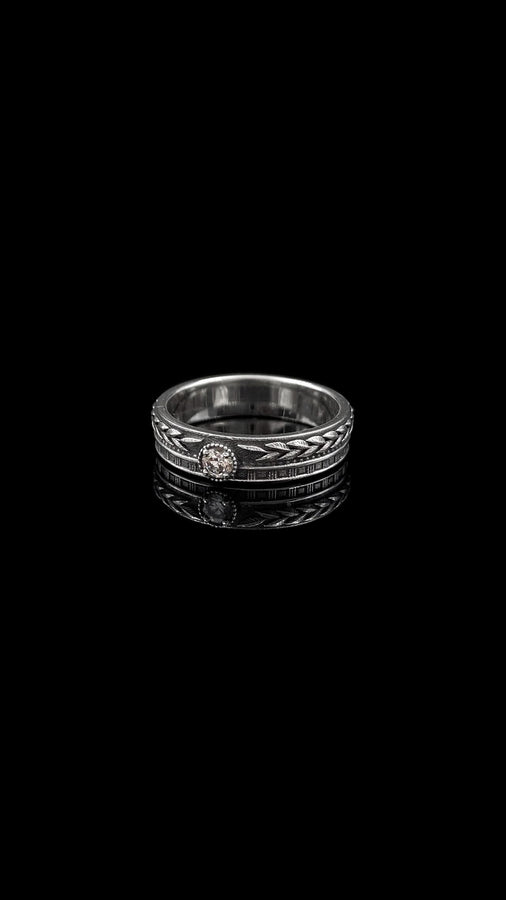Sterling Silver Laurel Wreath Wedding Ring Set - Ancient Greek Temple Design