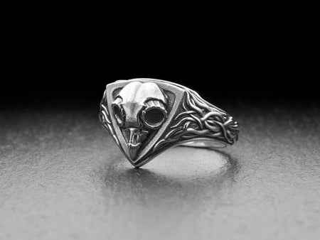 Embrace the mysteries of the night with our Sterling Silver Ring Owl Skull. This hauntingly beautiful piece is a tribute to the enigmatic and elusive spirit of the owl, a creature revered by many cultures for its wisdom and intuition. (etsy image id: 6981604606)