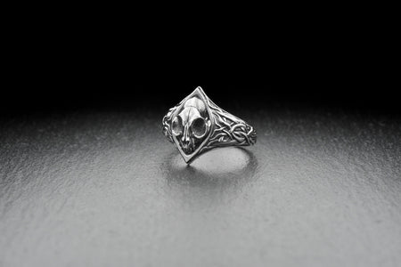 Sterling Silver Skull Cat Ring: Gothic Halloween Jewelry (etsy image id: 6981719156)