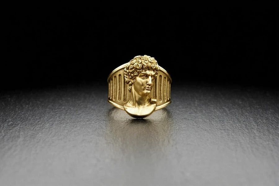 Introducing our stunning Sterling Silver Ring featuring the Head of David, inspired by Michelangelo's iconic sculpture. (etsy image id: 4919259020)