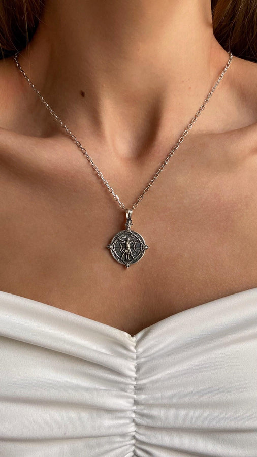 Sterling Silver Vitruvian Man Pendant: Renaissance Art Necklace (etsy image id: 5823055816)