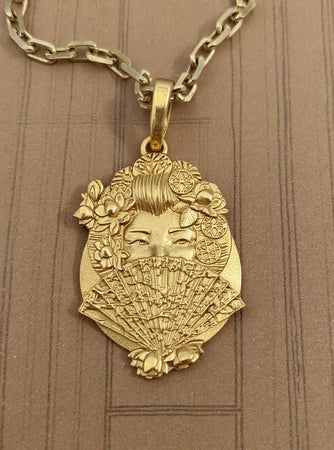 Sterling Silver Geisha Pendant: Handmade Japan Necklace (etsy image id: 6992284569)