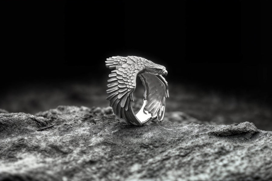 Sterling Silver Eagle Ring: Soaring Wraparound Bird Jewelry