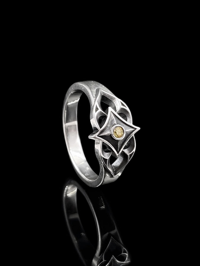 Crafted with precision, this gothic silver ring showcases a bold gemstone and intricate detailing. Perfect for adding a touch of vintage allure to your look. (etsy image id: 7026444785)